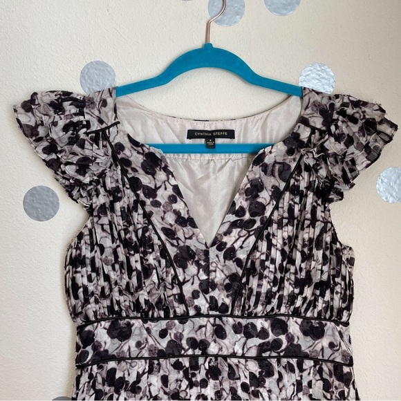 Cynthia Steffe Silk Cap-Sleeve Midi Dress with Metallic Threads - Picture 3 of 10